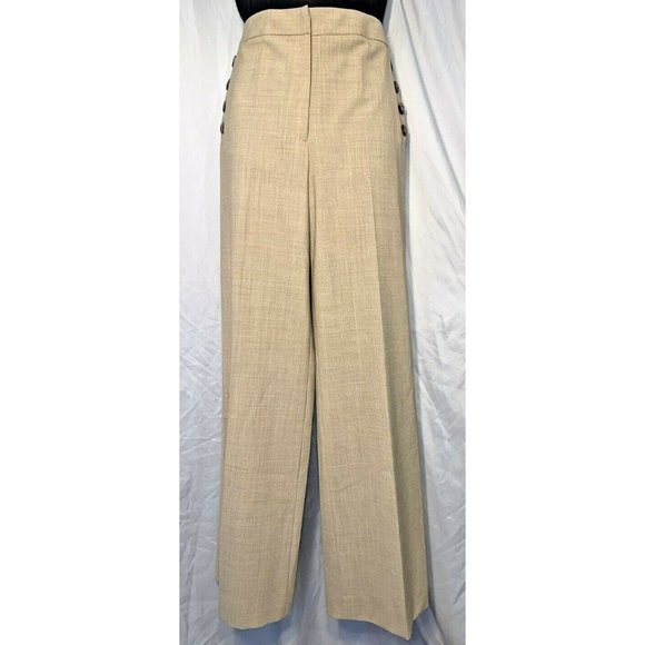 Etcetera~ Classy Lightweight Tan Linen Blend Pants w Button Accents Size 2 ~YaY! - Picture 5 of 12
